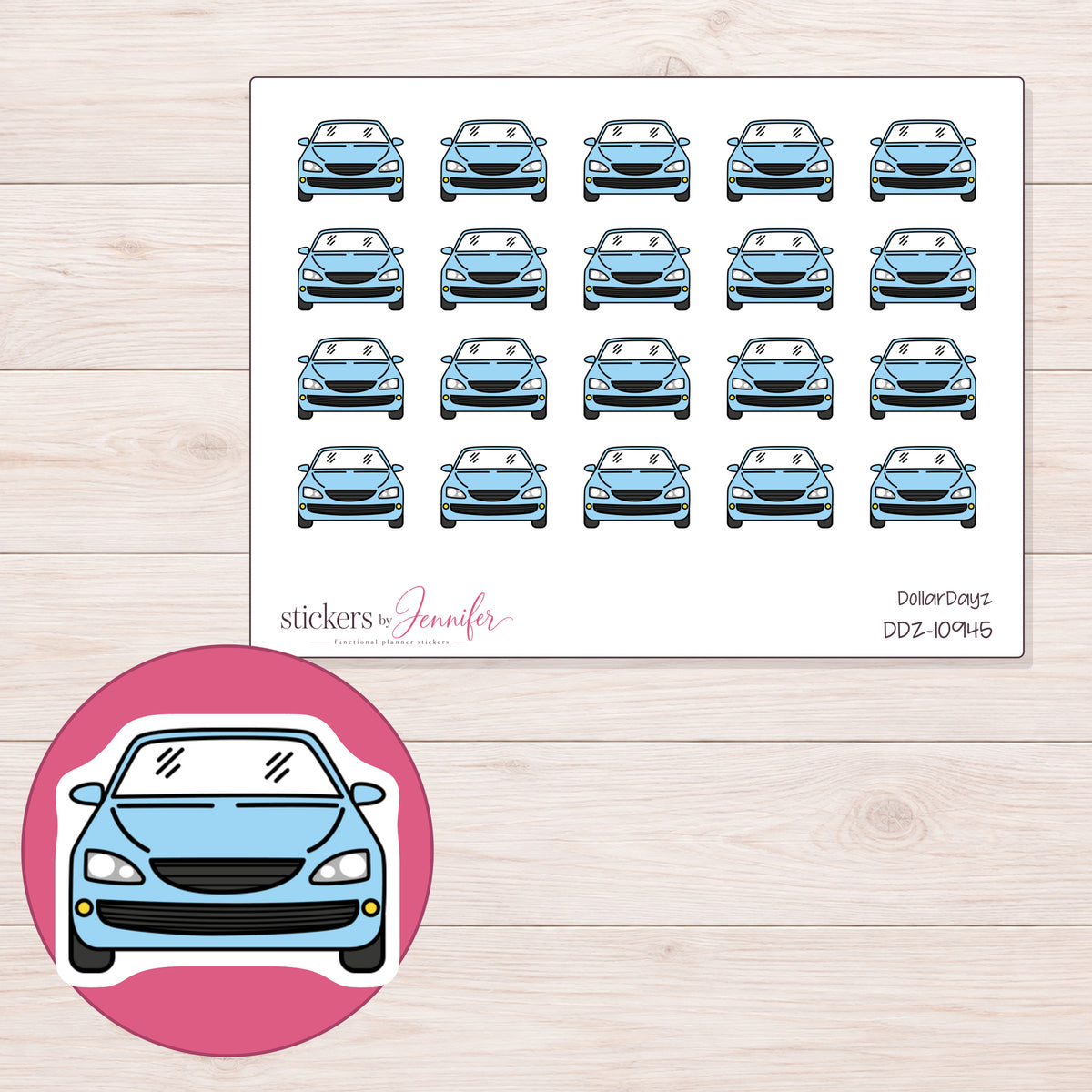DDZ-10945 planner sticker sheet with enlarged sticker detail