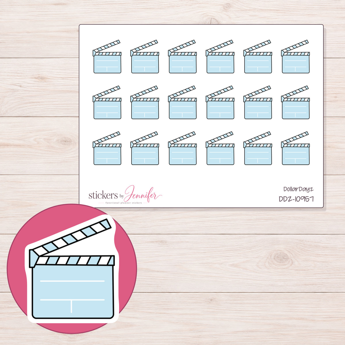 DDZ-10957 planner sticker sheet with enlarged sticker detail