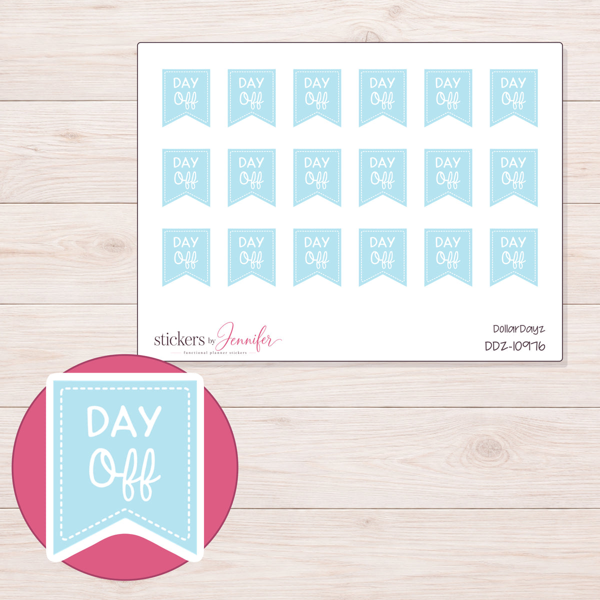 DDZ-10976 planner sticker sheet with enlarged sticker detail