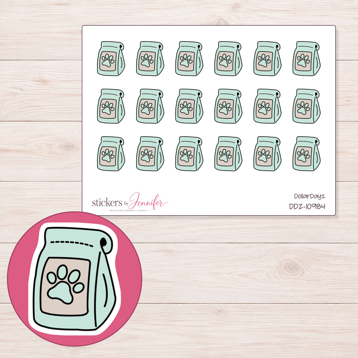 DDZ-10984 planner sticker sheet with enlarged sticker detail