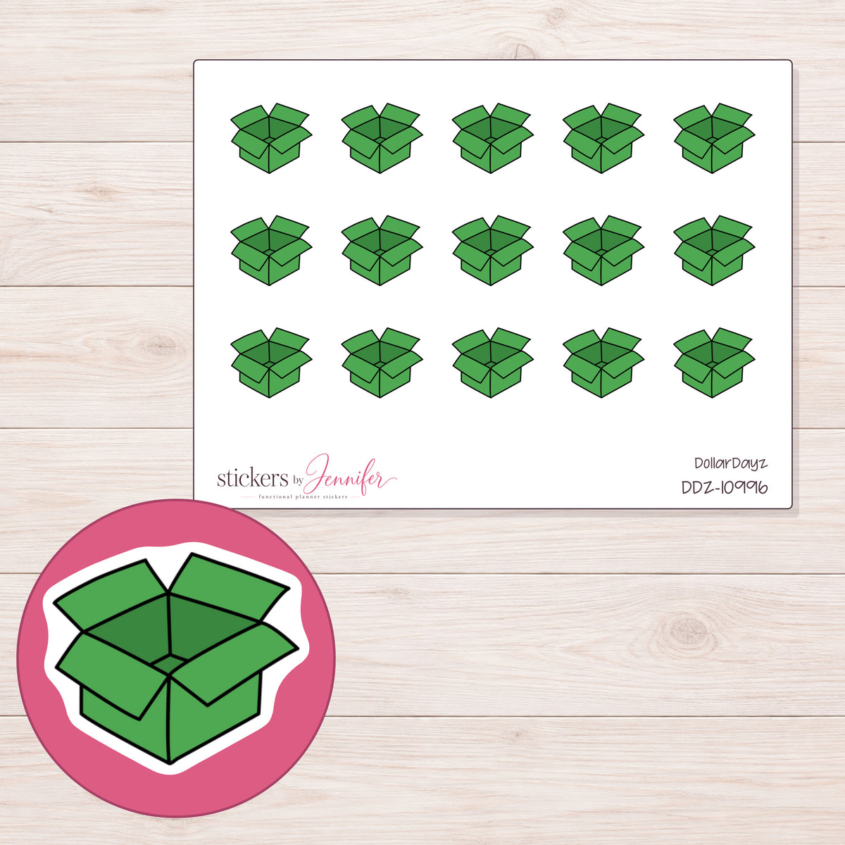 DDZ-10996 planner sticker sheet with enlarged sticker detail