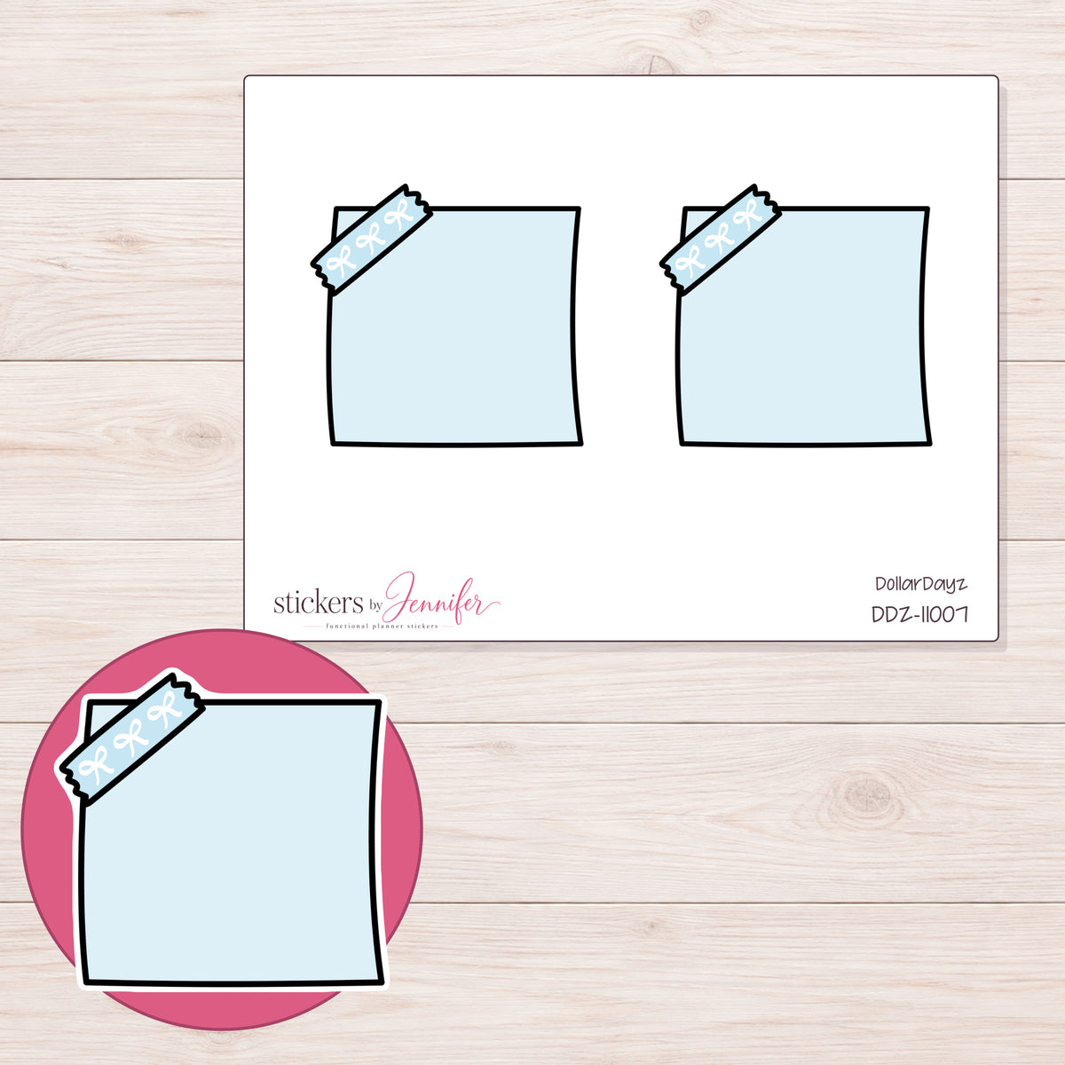 DDZ-11007 planner sticker sheet with enlarged sticker detail
