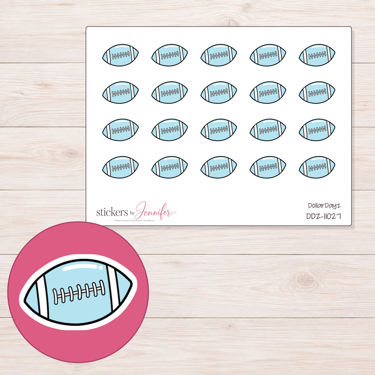 DDZ-11027 planner sticker sheet with enlarged sticker detail