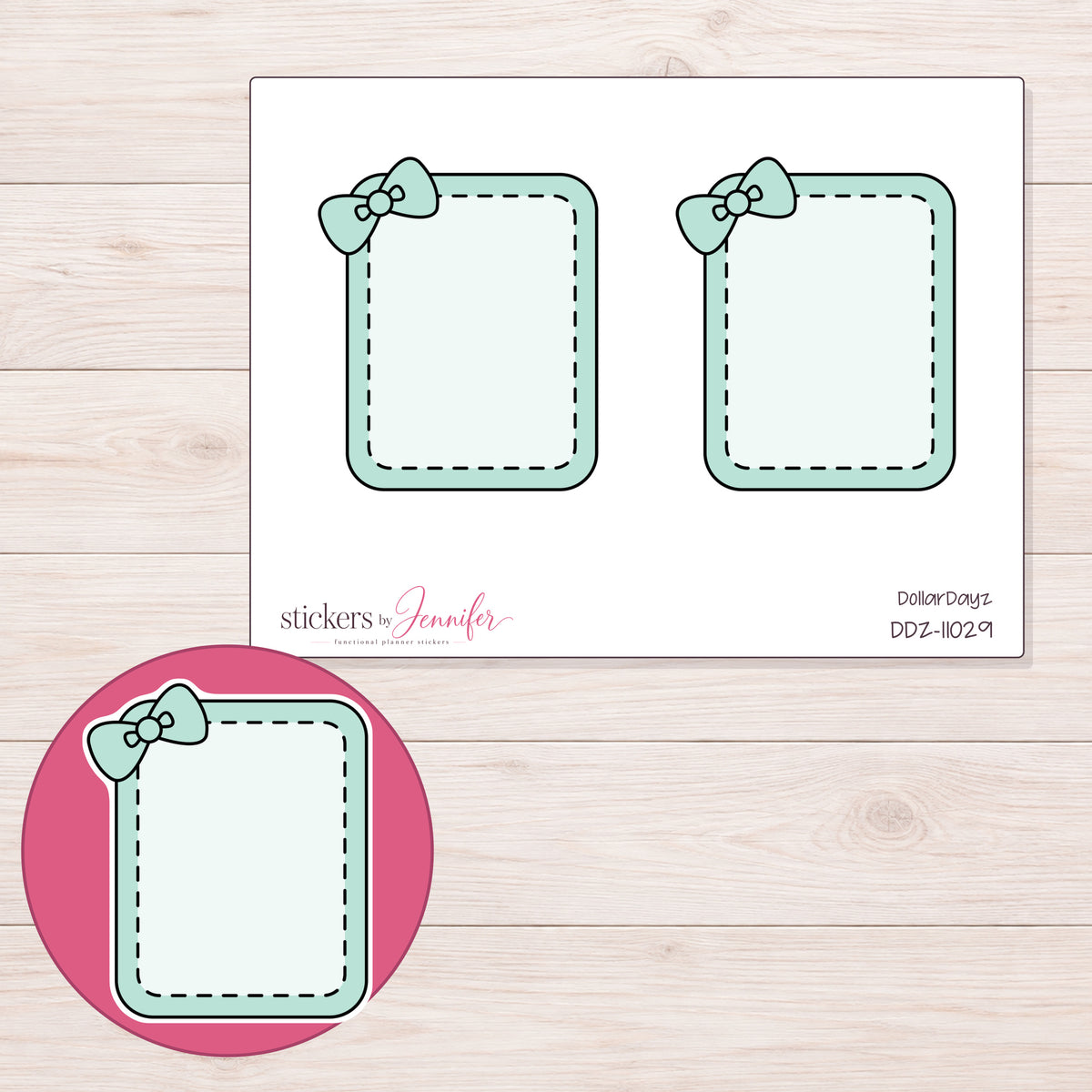DDZ-11029 planner sticker sheet with enlarged sticker detail