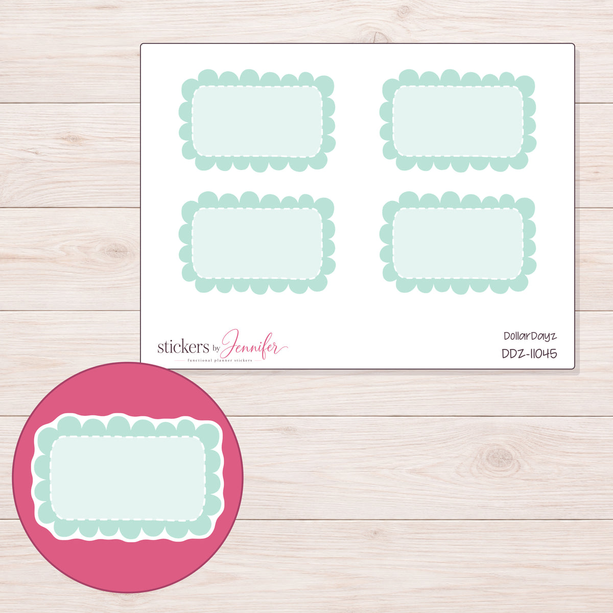DDZ-11045 planner sticker sheet with enlarged sticker detail