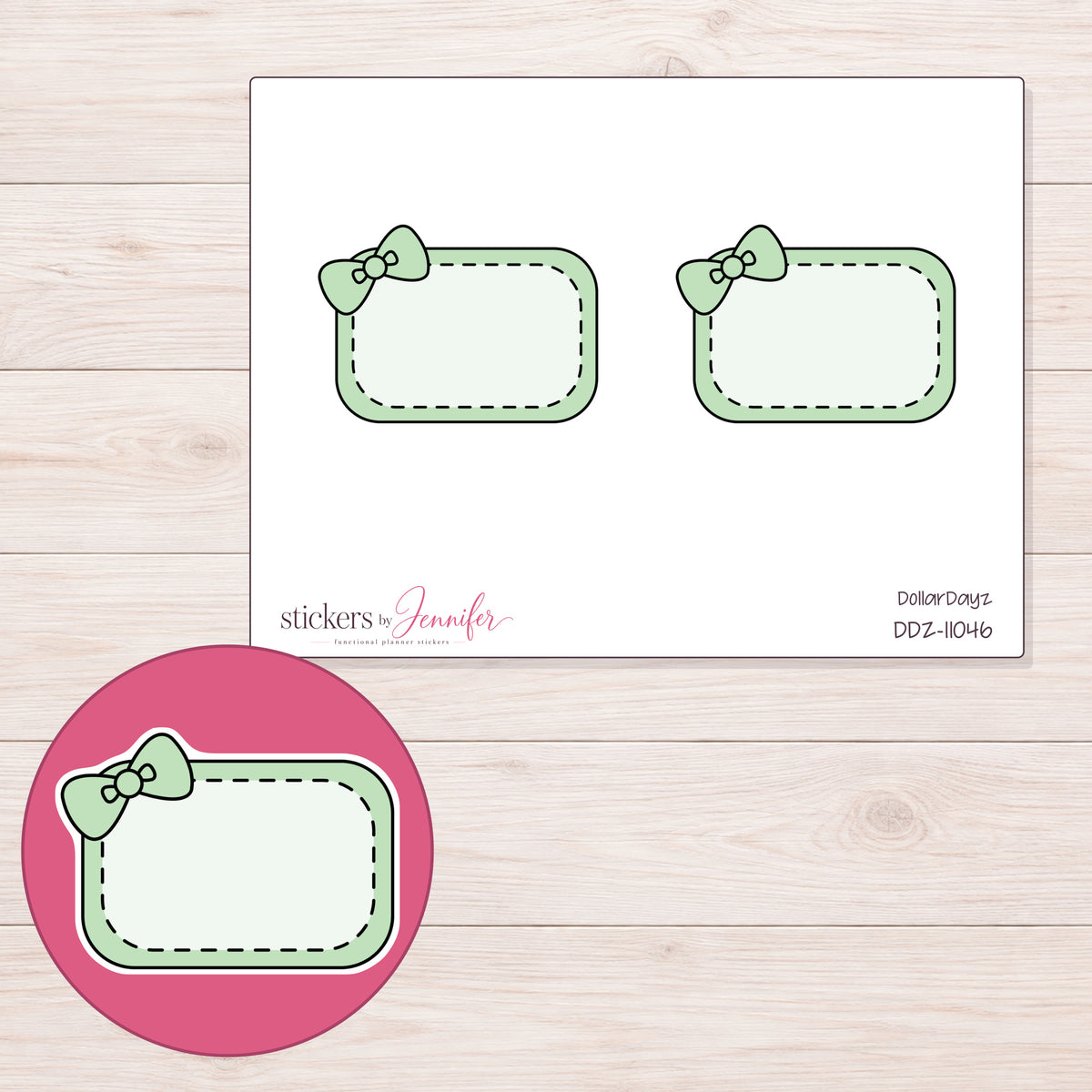 DDZ-11046 planner sticker sheet with enlarged sticker detail