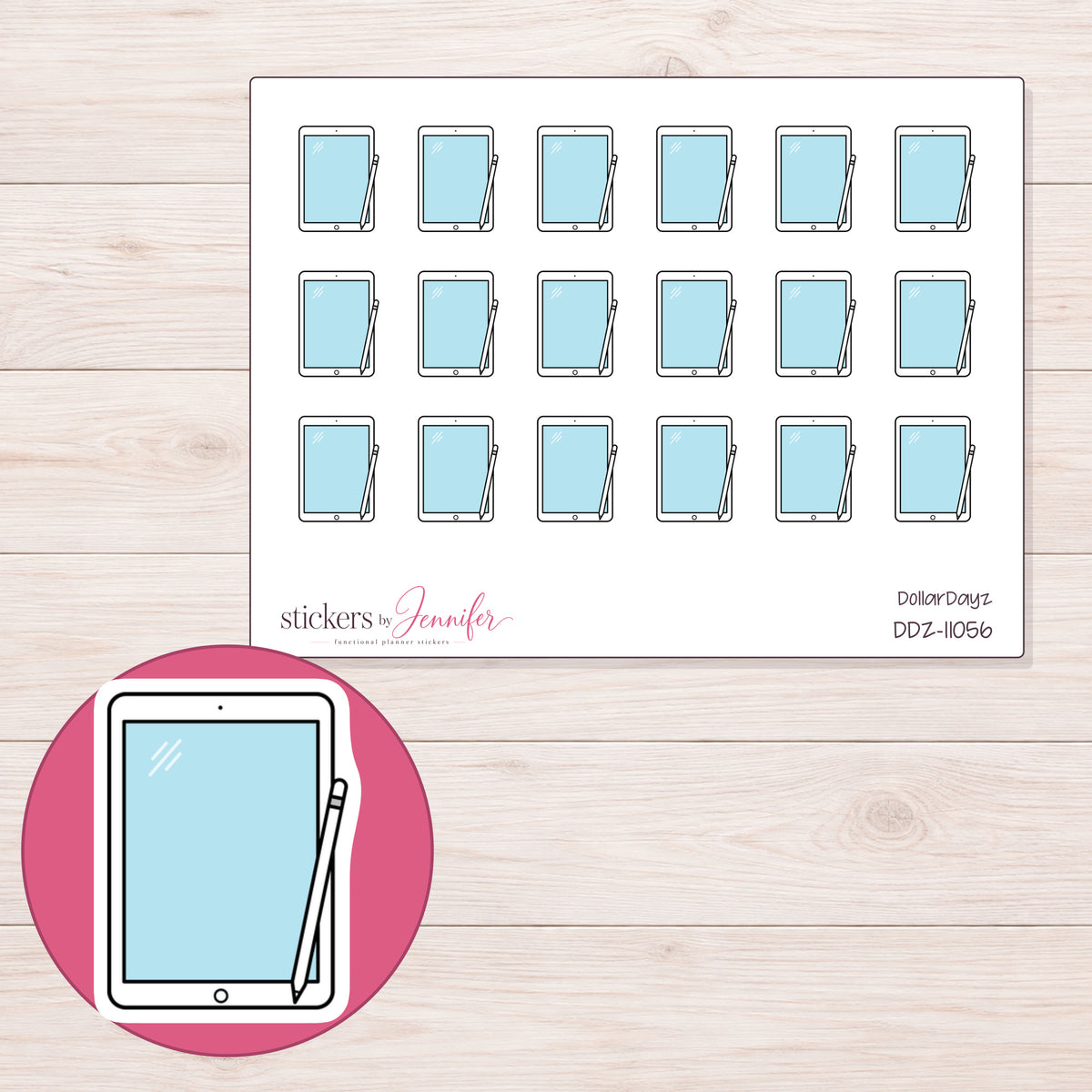 DDZ-11056 planner sticker sheet with enlarged sticker detail