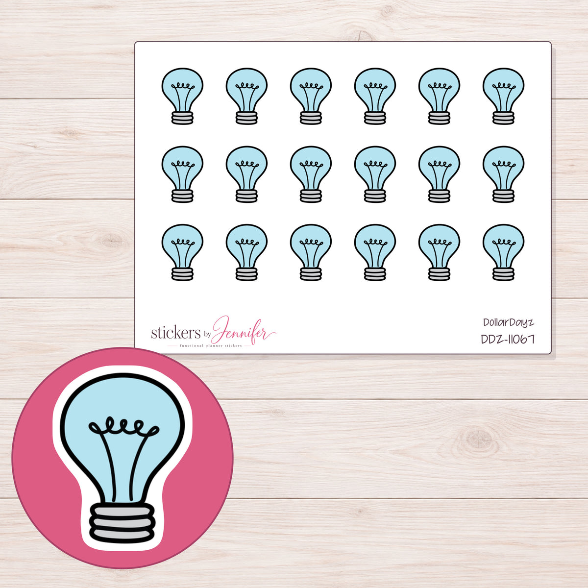 DDZ-11067 planner sticker sheet with enlarged sticker detail