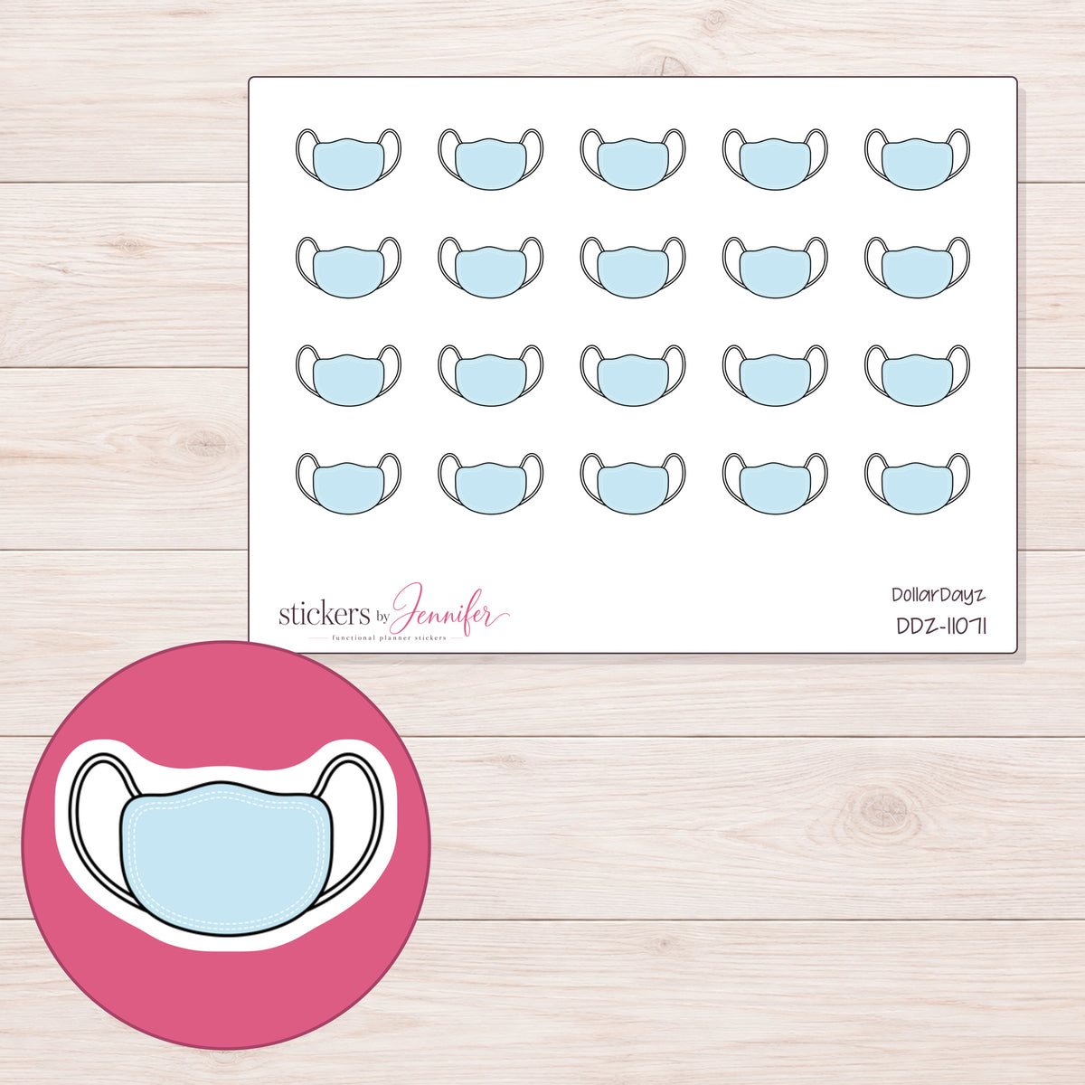 DDZ-11071 planner sticker sheet with enlarged sticker detail