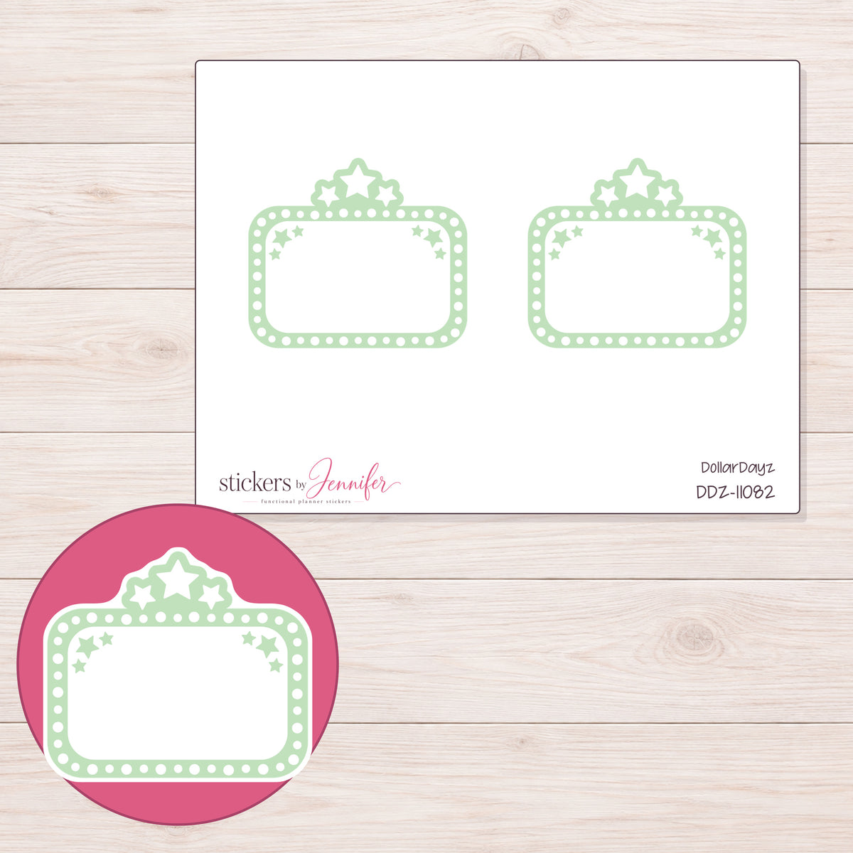 DDZ-11082 planner sticker sheet with enlarged sticker detail