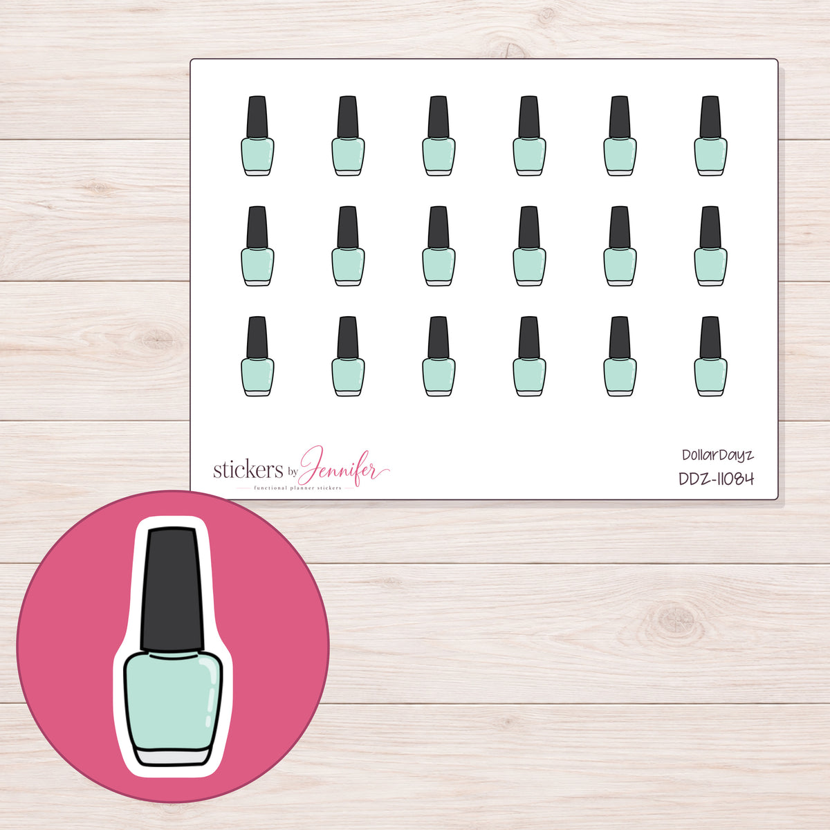 DDZ-11084 planner sticker sheet with enlarged sticker detail
