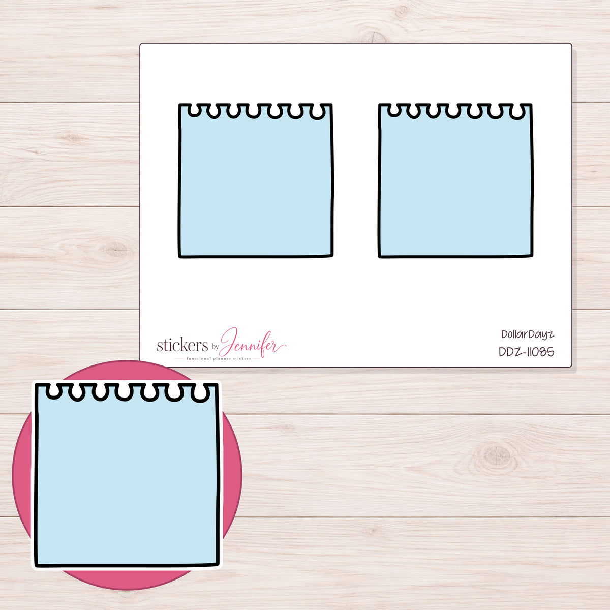 DDZ-11085 planner sticker sheet with enlarged sticker detail