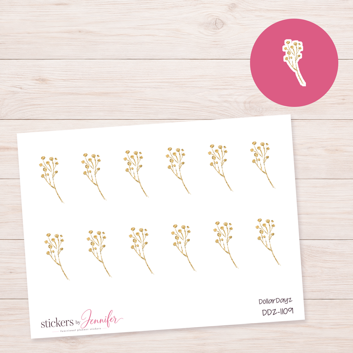 Golden Wildflower Sprig Planner Stickers | DDZ-1109