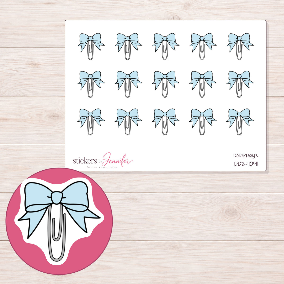 DDZ-11091 planner sticker sheet with enlarged sticker detail