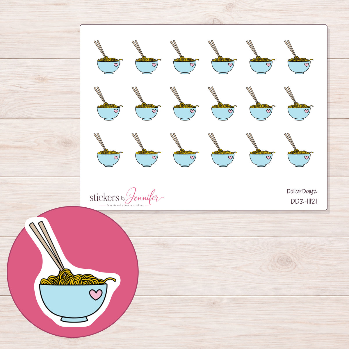 DDZ-11121 planner sticker sheet with enlarged sticker detail