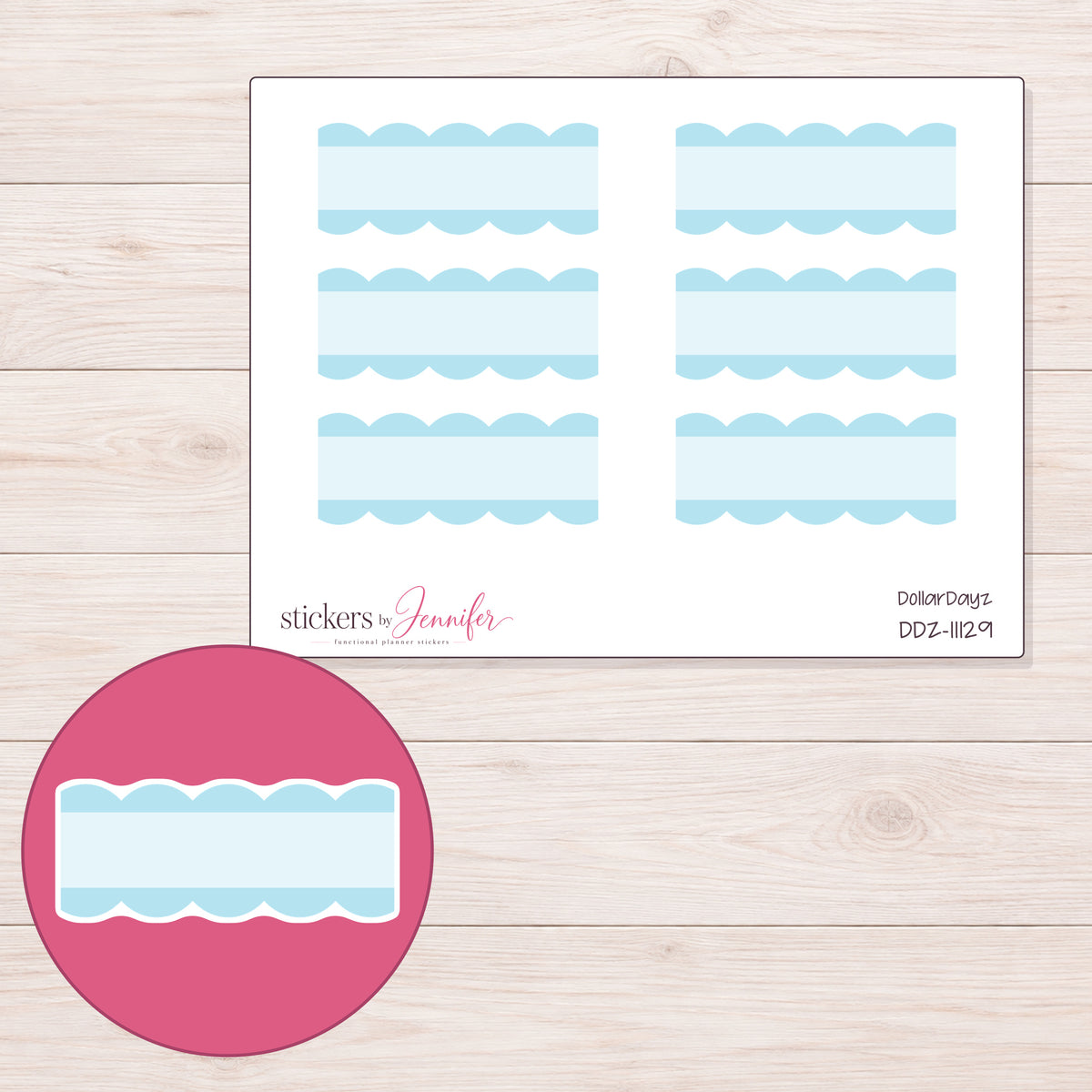 DDZ-11129 planner sticker sheet with enlarged sticker detail