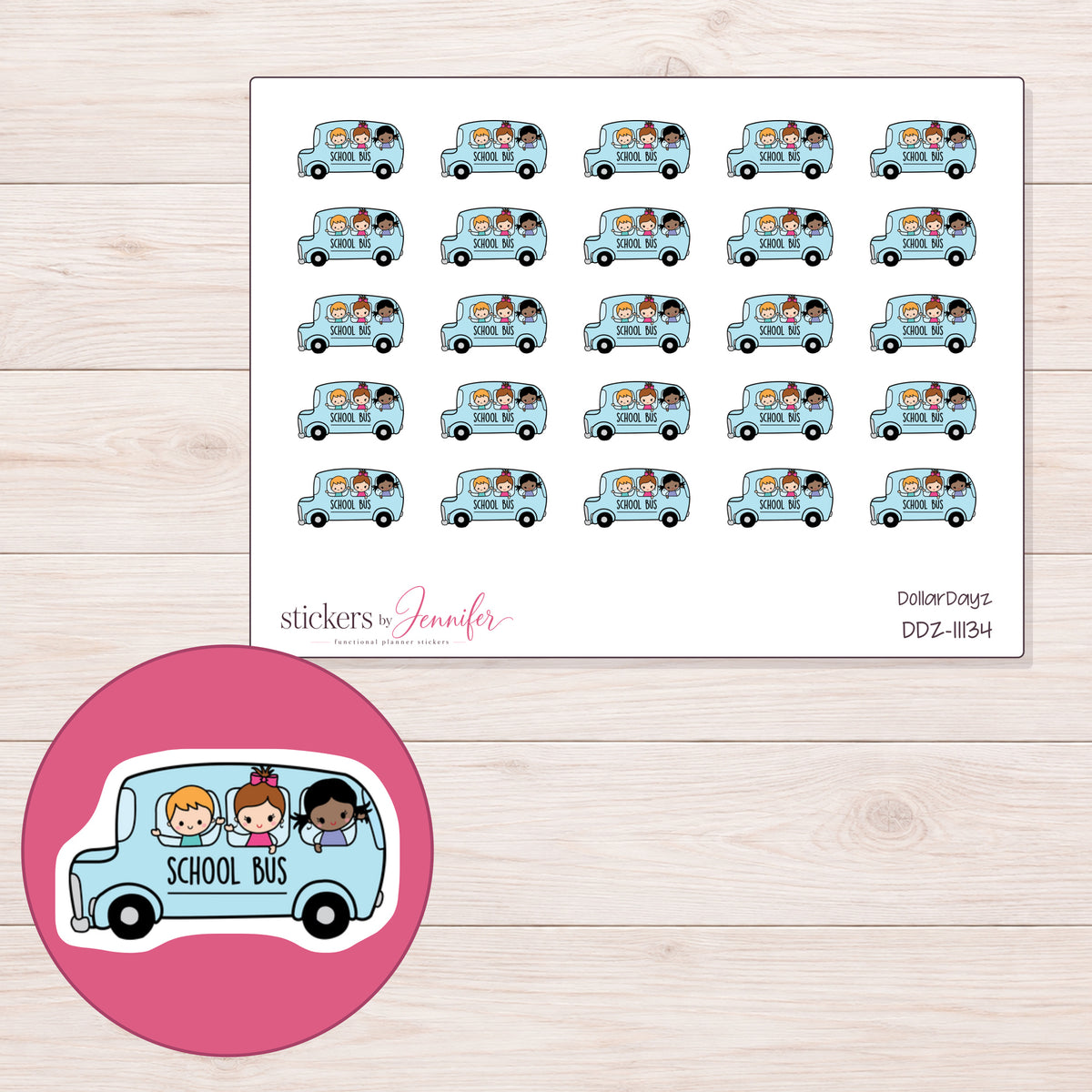 DDZ-11134 planner sticker sheet with enlarged sticker detail