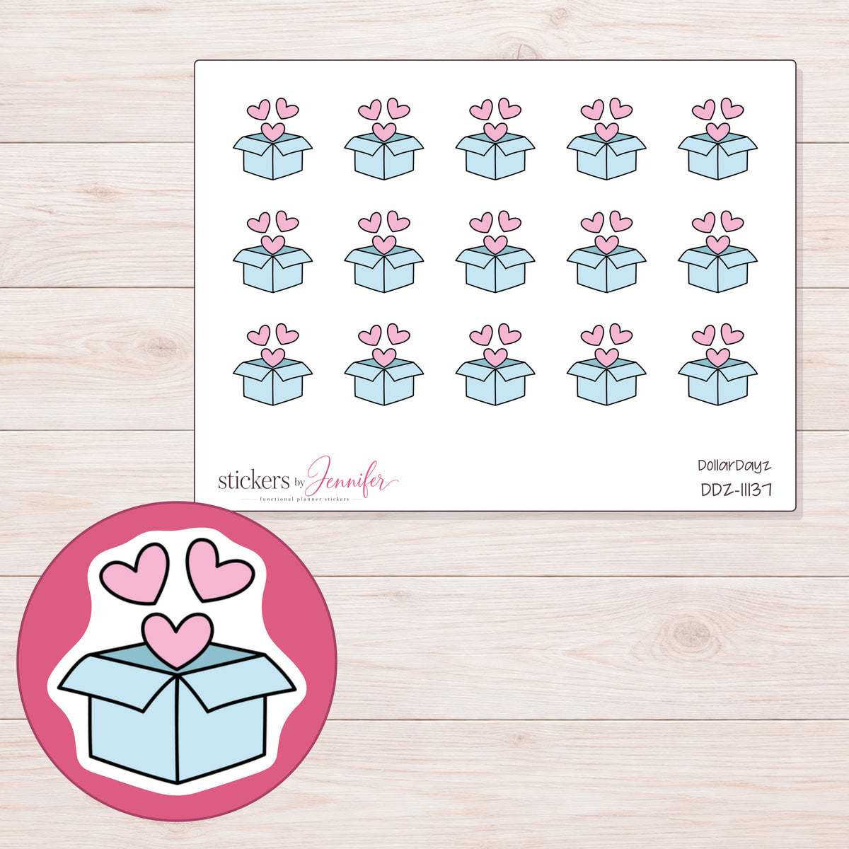 DDZ-11137 planner sticker sheet with enlarged sticker detail