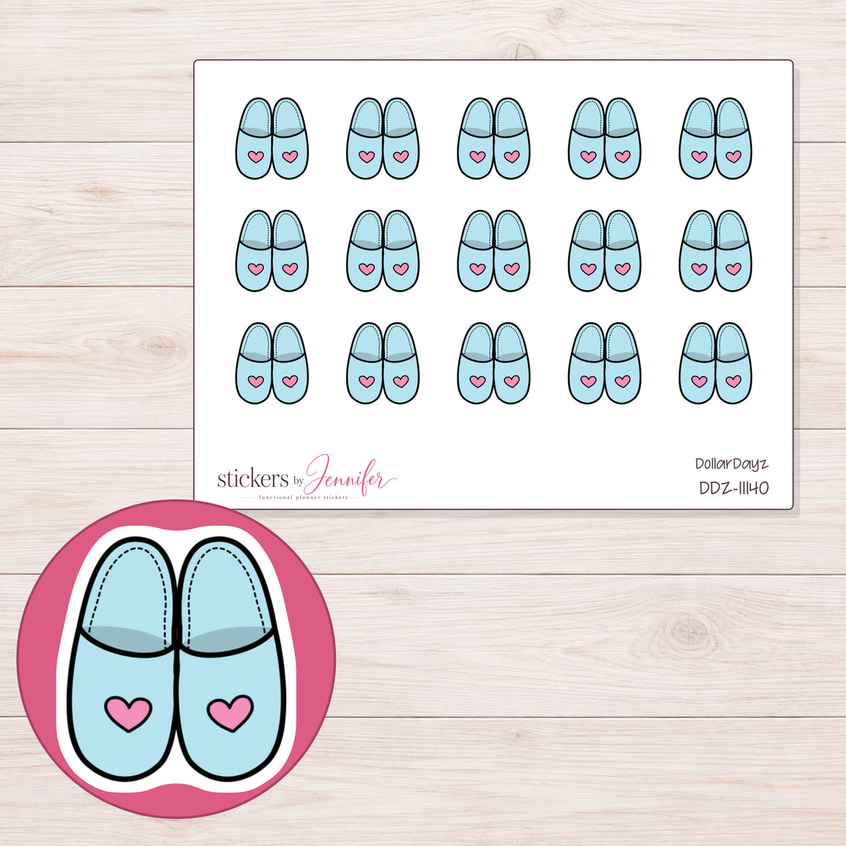 DDZ-11140 planner sticker sheet with enlarged sticker detail