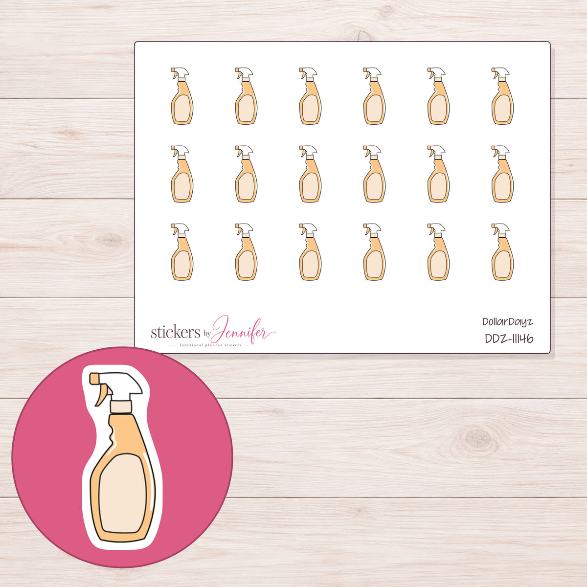 DDZ-11146 planner sticker sheet with enlarged sticker detail