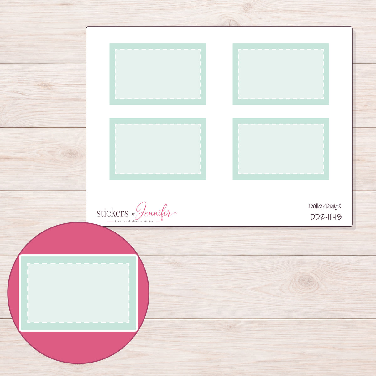 DDZ-11148 planner sticker sheet with enlarged sticker detail