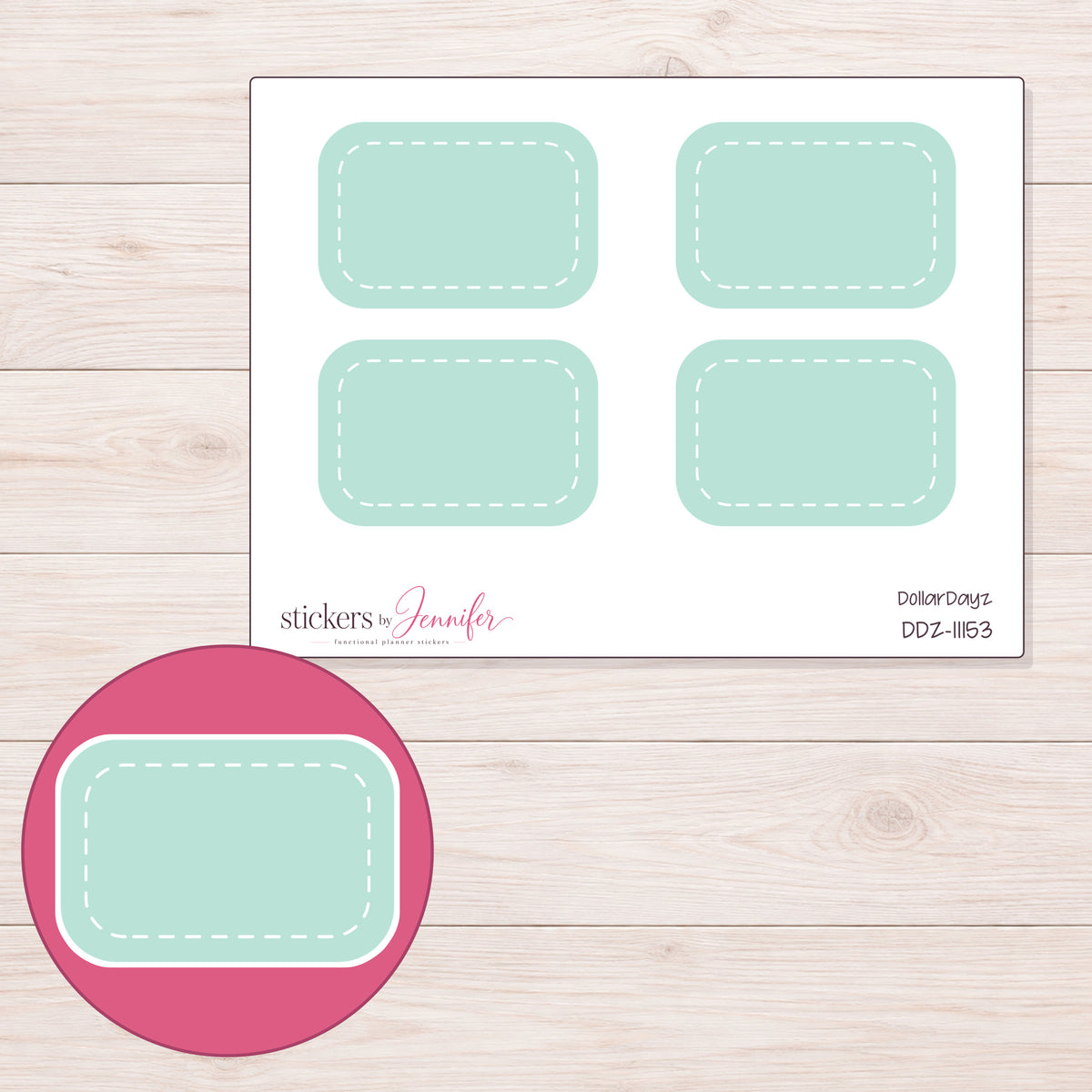 DDZ-11153 planner sticker sheet with enlarged sticker detail