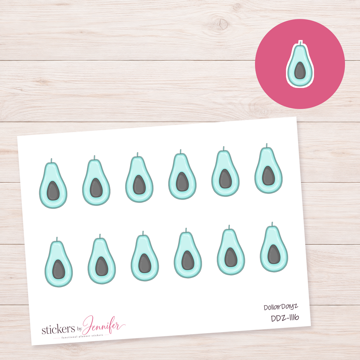 Mint Avocado Planner Stickers | DDZ-1116