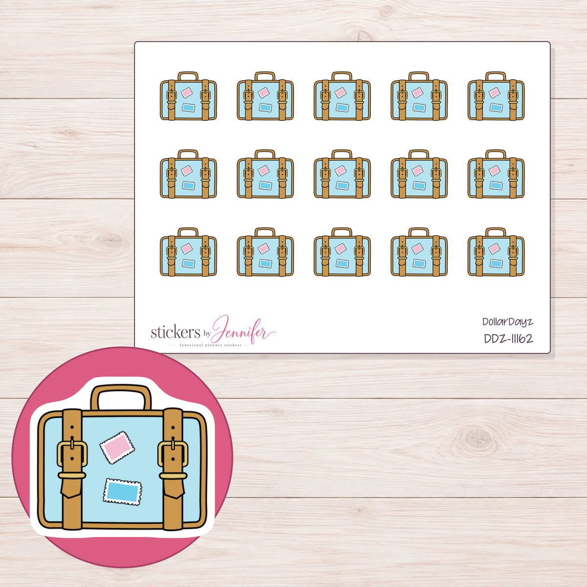 DDZ-11162 planner sticker sheet with enlarged sticker detail