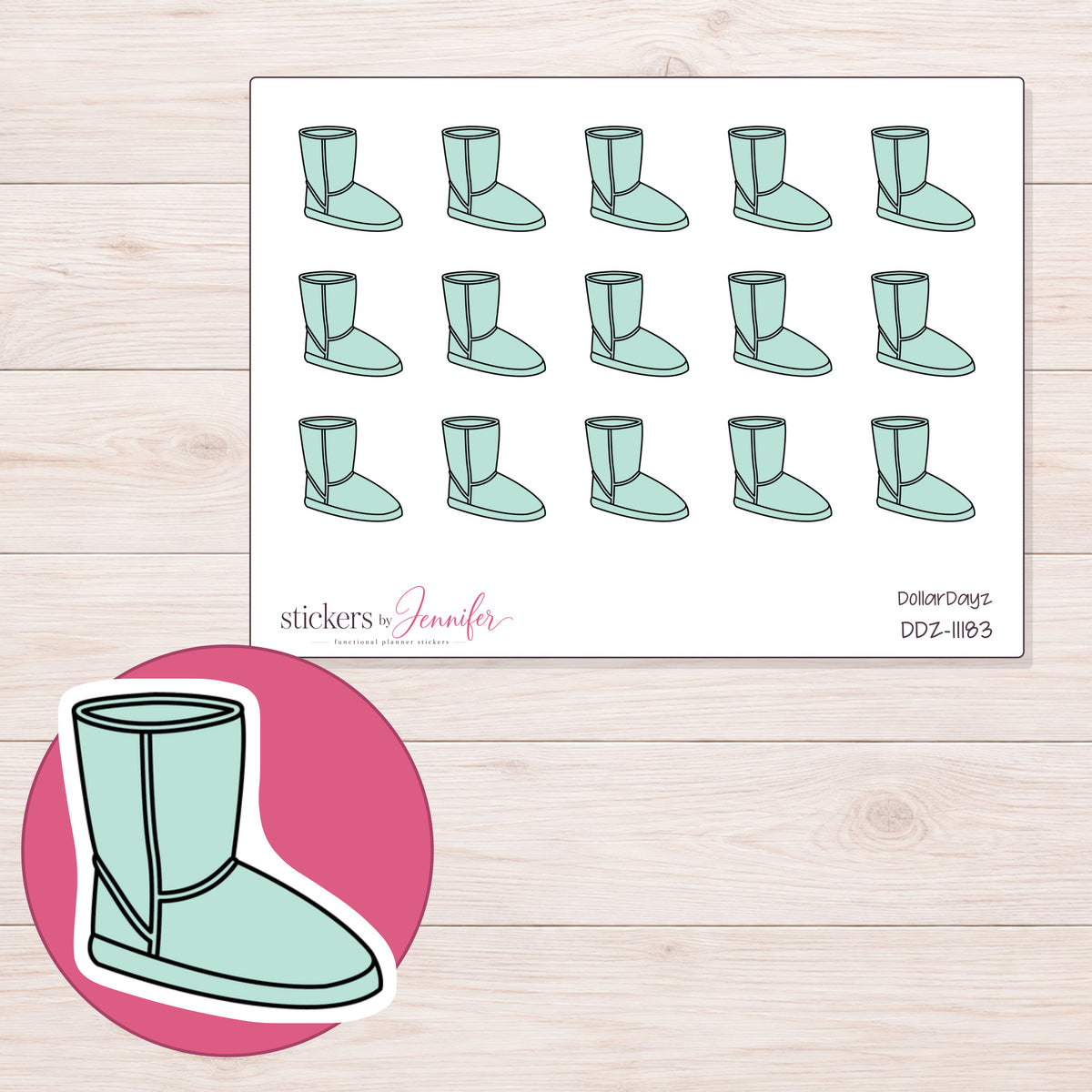 DDZ-11183 planner sticker sheet with enlarged sticker detail