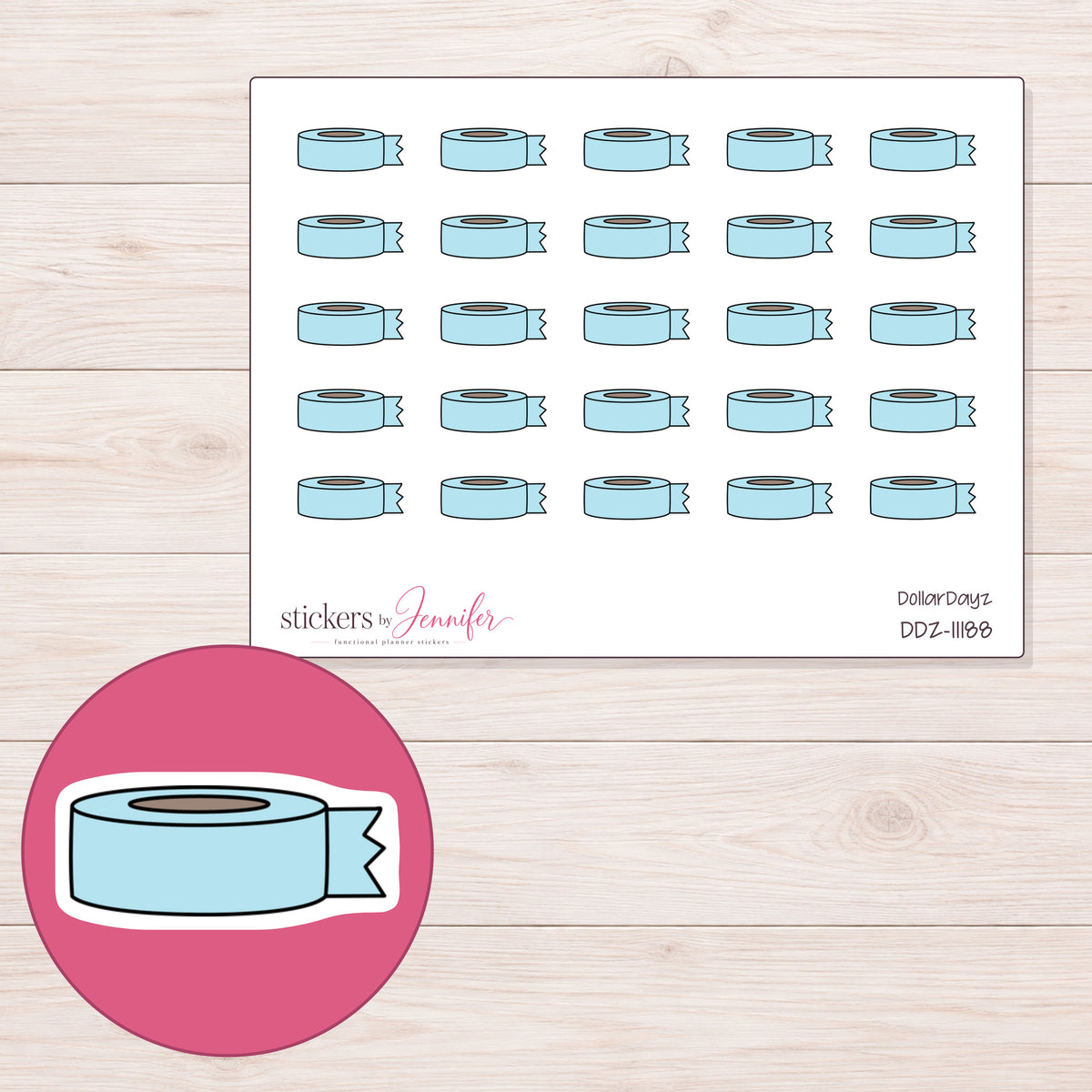 DDZ-11188 planner sticker sheet with enlarged sticker detail