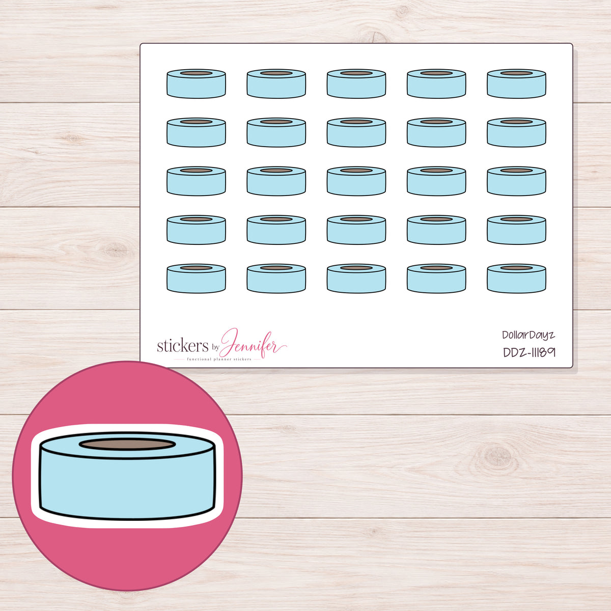 DDZ-11189 planner sticker sheet with enlarged sticker detail
