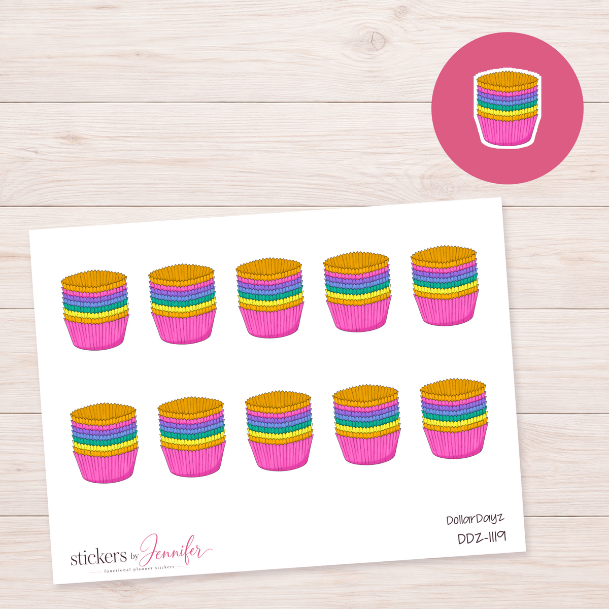 Colorful Cupcake Liners Planner Stickers | DDZ-1119