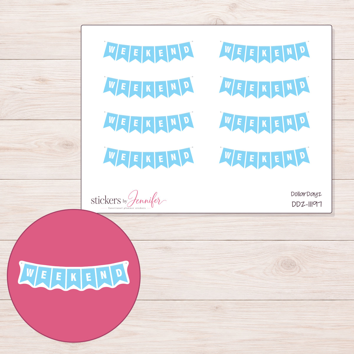 DDZ-11197 planner sticker sheet with enlarged sticker detail