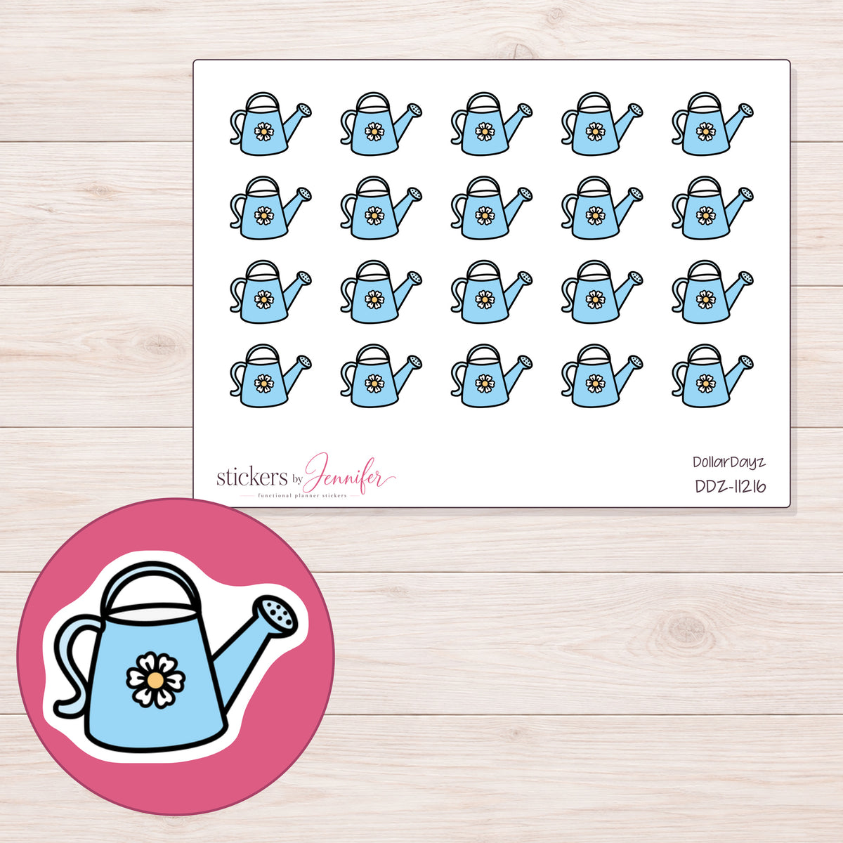 DDZ-11216 planner sticker sheet with enlarged sticker detail