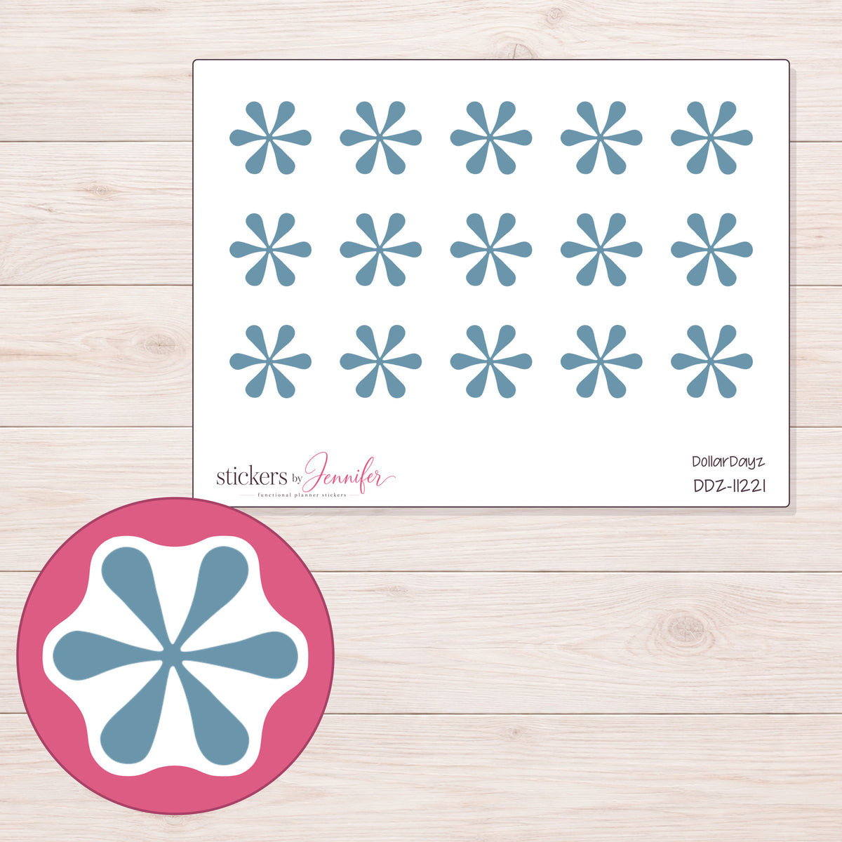DDZ-11221 planner sticker sheet with enlarged sticker detail