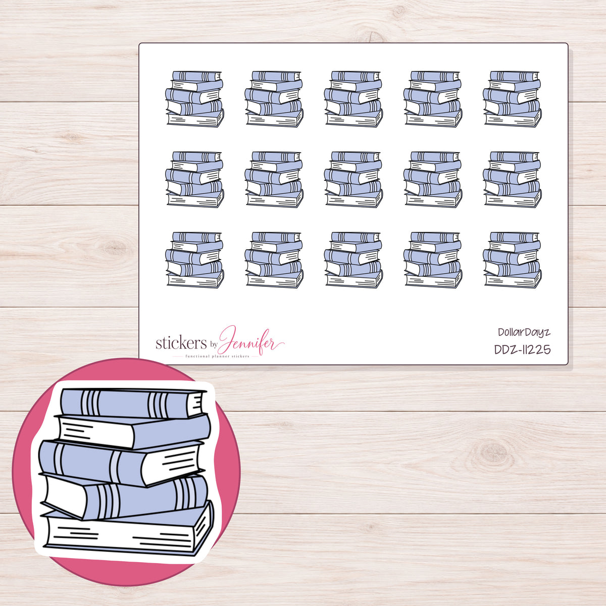 DDZ-11225 planner sticker sheet with enlarged sticker detail