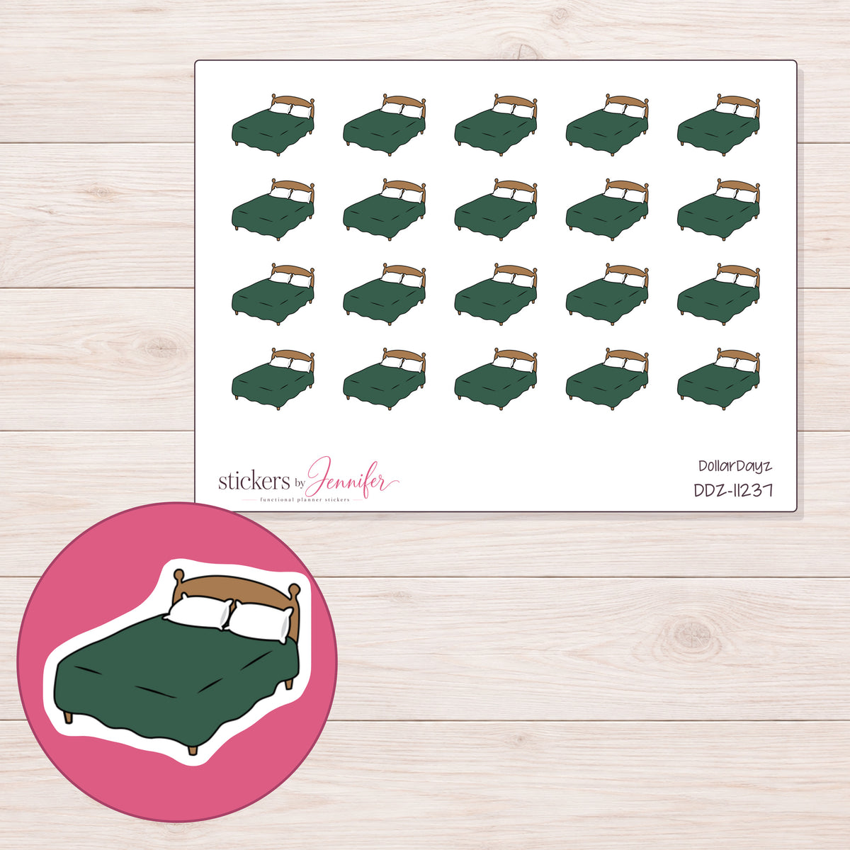 DDZ-11237 planner sticker sheet with enlarged sticker detail