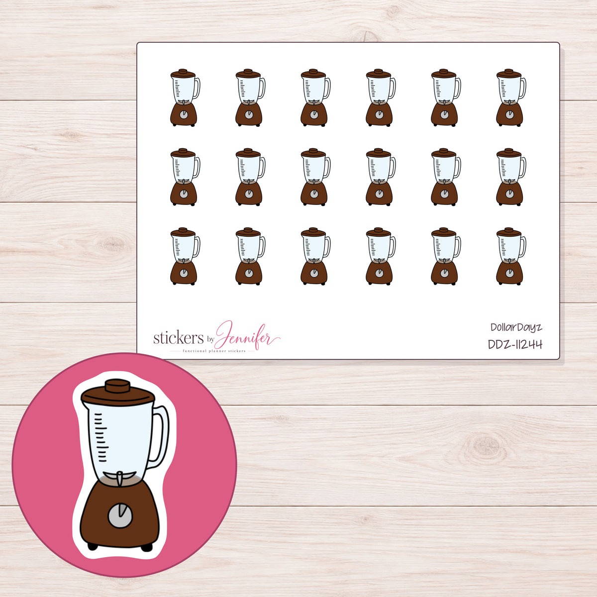 DDZ-11244 planner sticker sheet with enlarged sticker detail