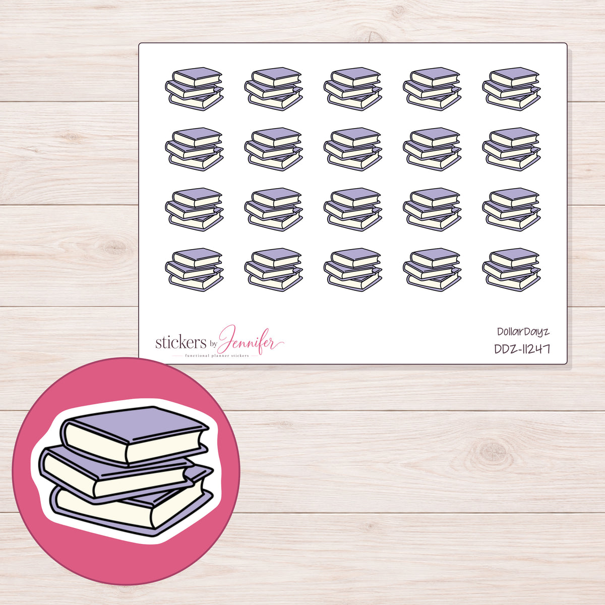 DDZ-11247 planner sticker sheet with enlarged sticker detail