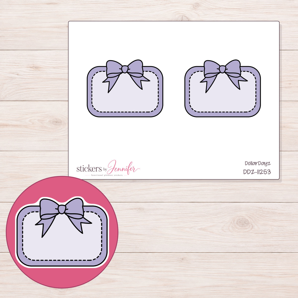 DDZ-11253 planner sticker sheet with enlarged sticker detail