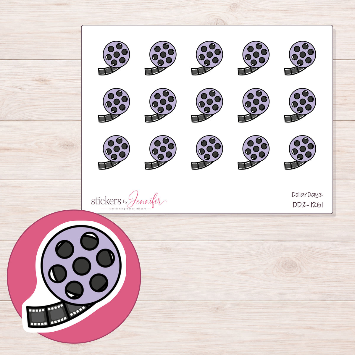 DDZ-11261 planner sticker sheet with enlarged sticker detail