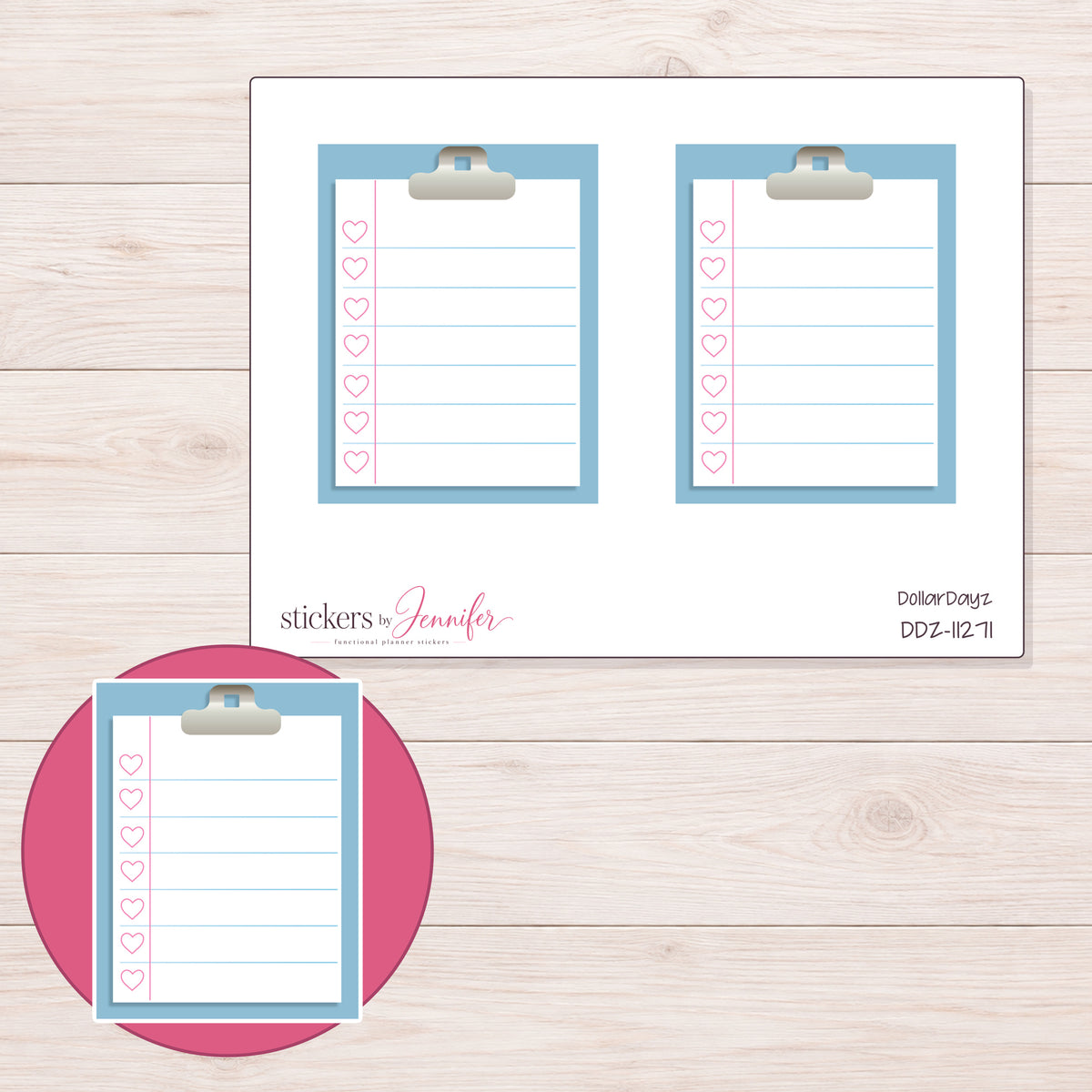 DDZ-11271 planner sticker sheet with enlarged sticker detail