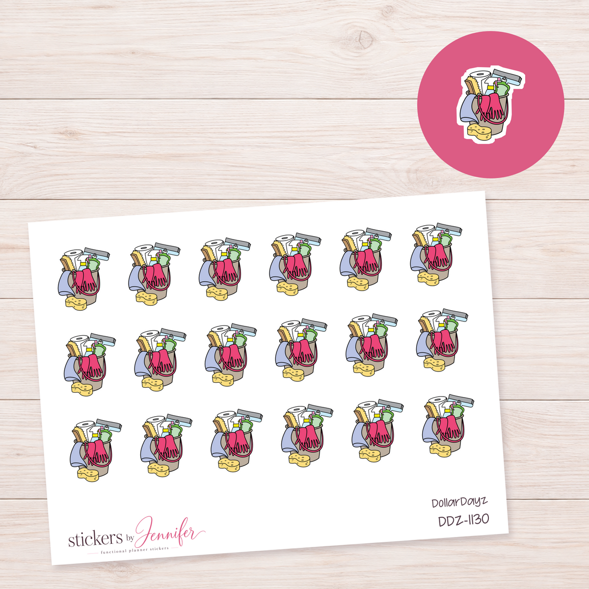 Brown Cleaning Bucket Planner Stickers | DDZ-1130
