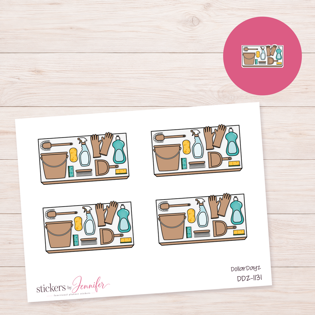 Brown Cleaning Supplies Planner Stickers | DDZ-1131