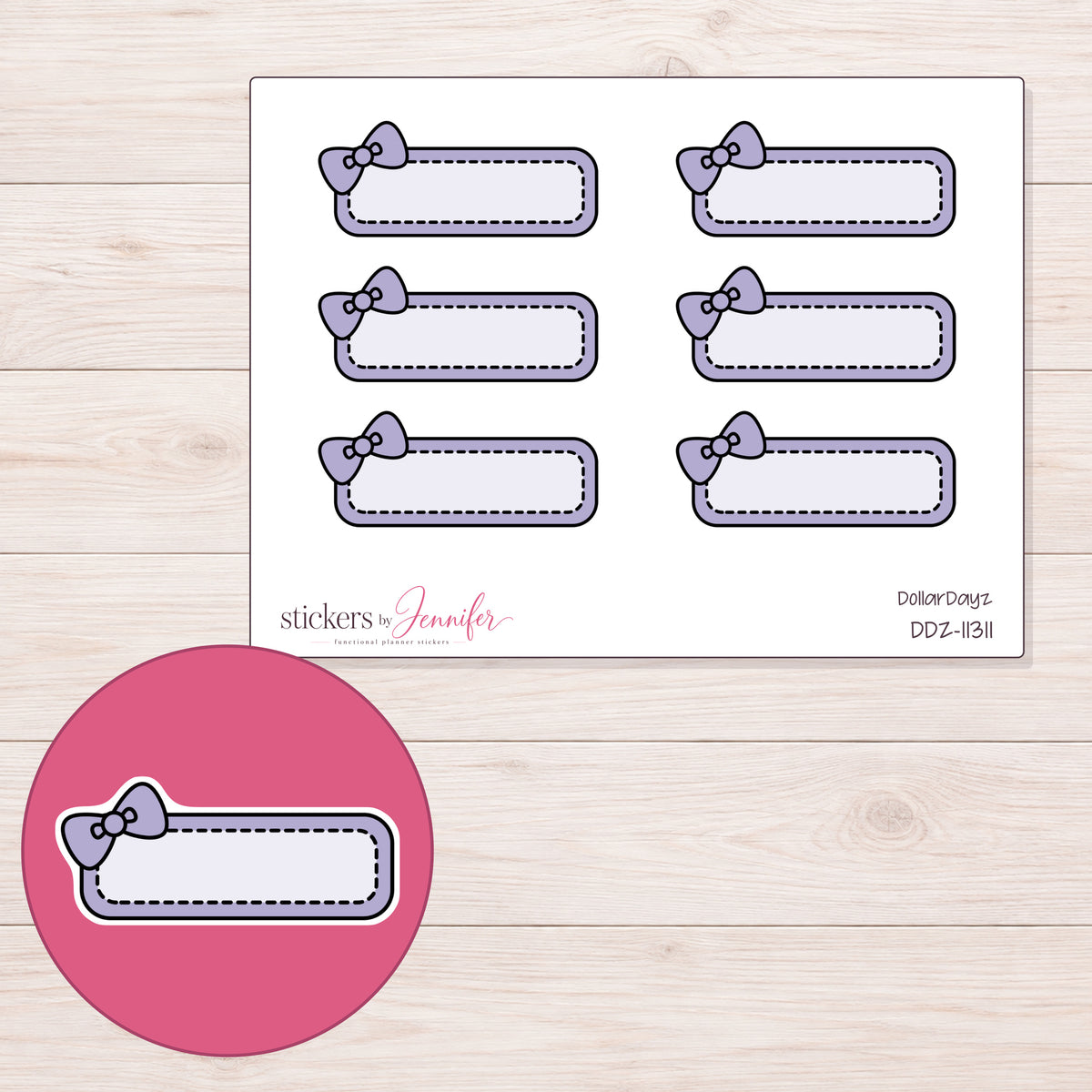 DDZ-11311 planner sticker sheet with enlarged sticker detail