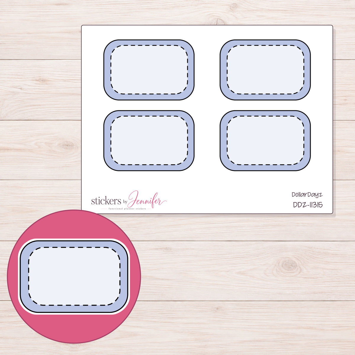 DDZ-11315 planner sticker sheet with enlarged sticker detail