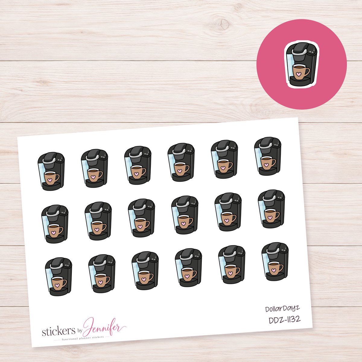 Brown Coffee Maker Planner Stickers | DDZ-1132