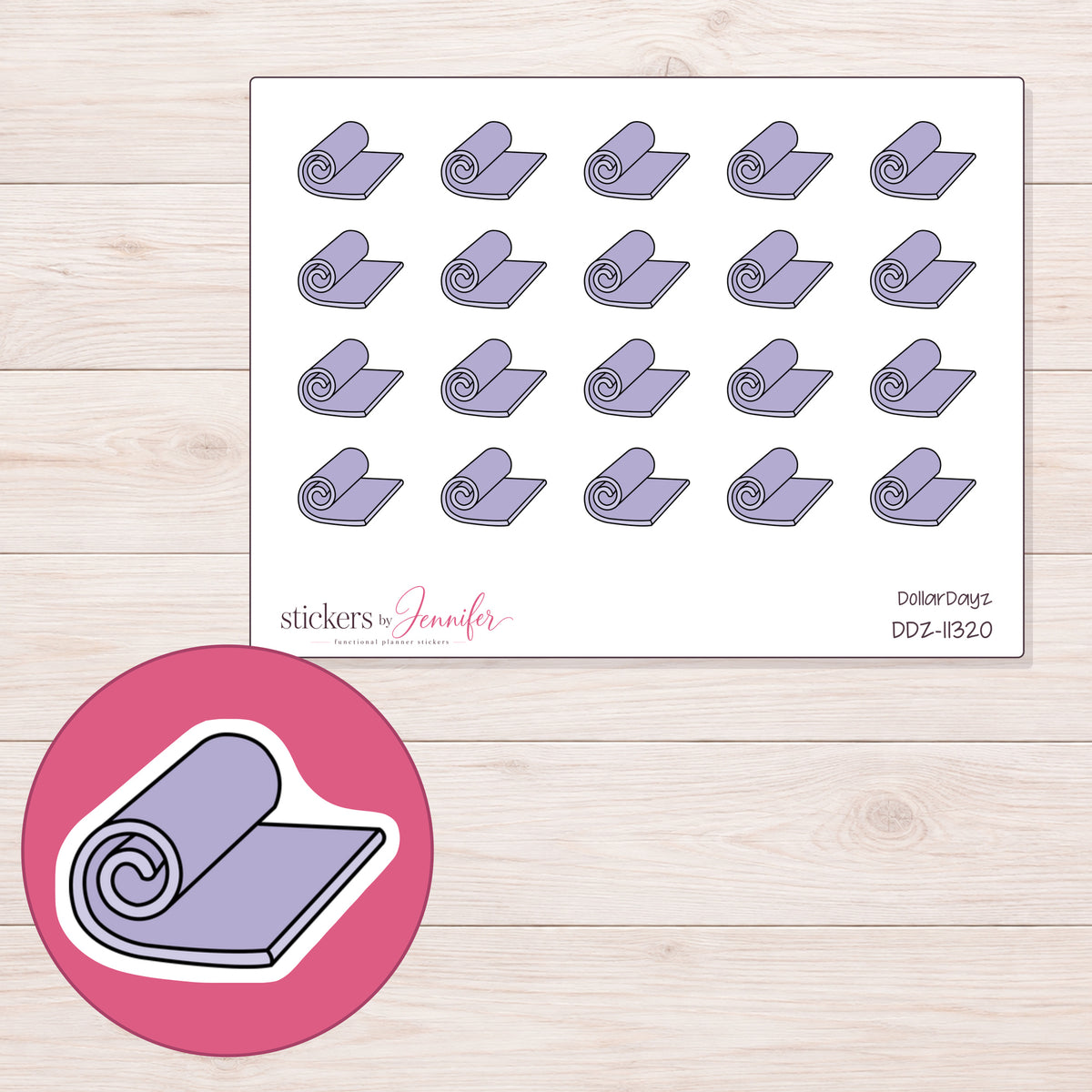 DDZ-11320 planner sticker sheet with enlarged sticker detail
