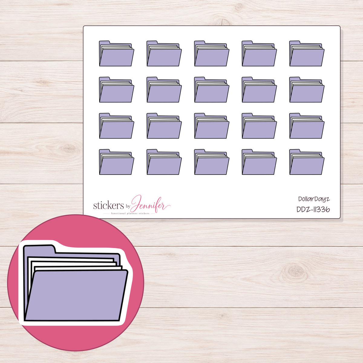 DDZ-11336 planner sticker sheet with enlarged sticker detail