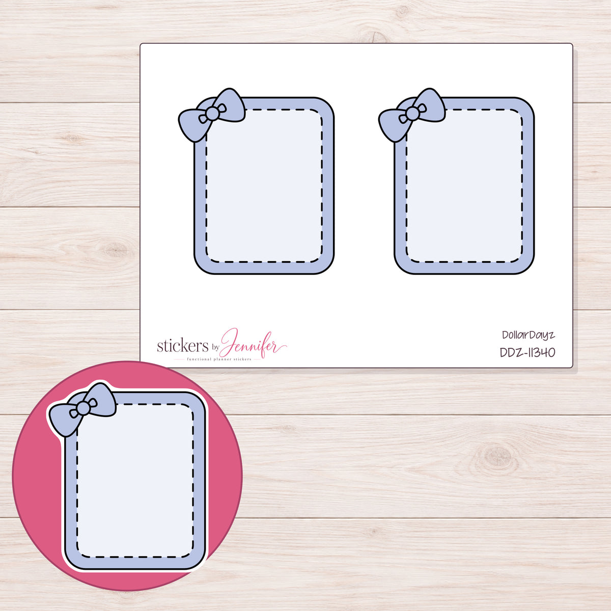 DDZ-11340 planner sticker sheet with enlarged sticker detail